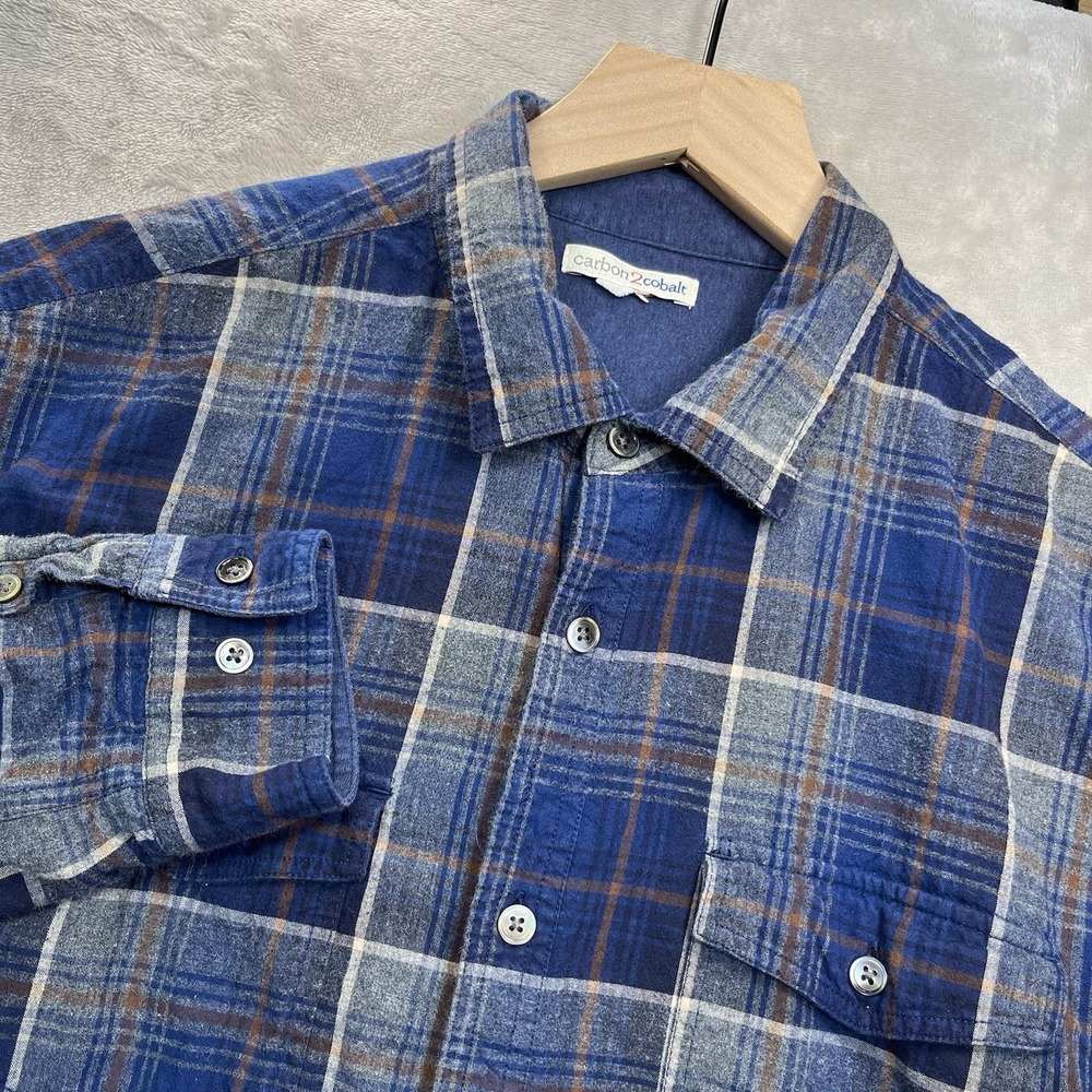 Carbon 2 Cobalt Shirt Mens M Blue Plaid Lined Flannel Shacket Button Up